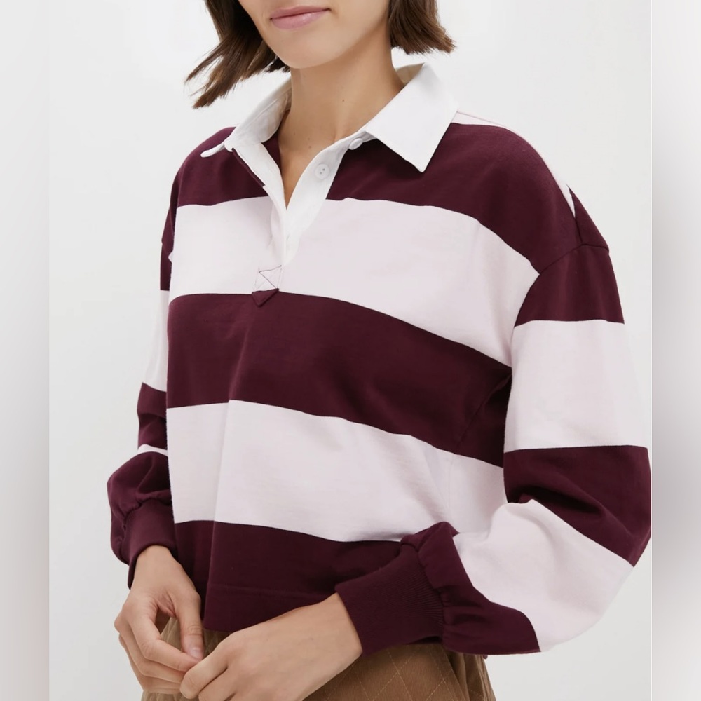 Pink Stripe Cropped Polo